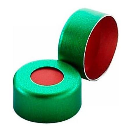 Cp Lab Safety. Wheaton 11mm Crimp Seal, Aluminum Green PTFE/Red Rubber, Case of 1000 224211-07